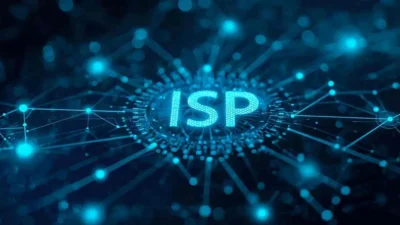 ISP acronym alternatives illustrated with digital network connections and communication symbols