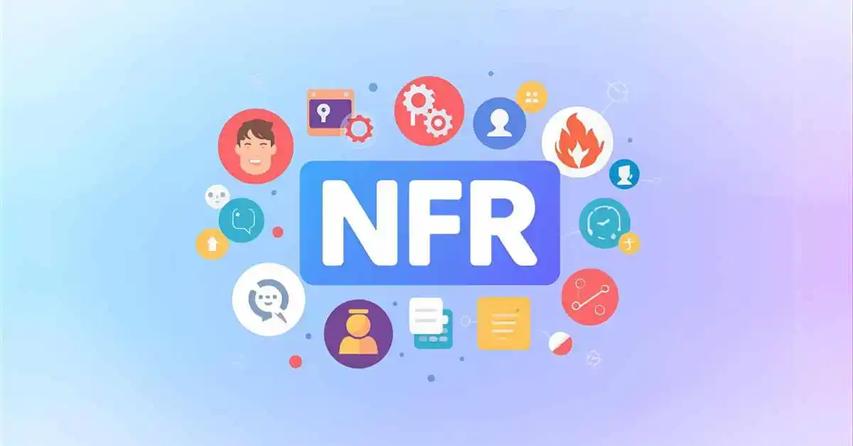 Illustration of the NFR acronym surrounded by symbols representing emotional meaning, communication, business use, and alternative acronym options.